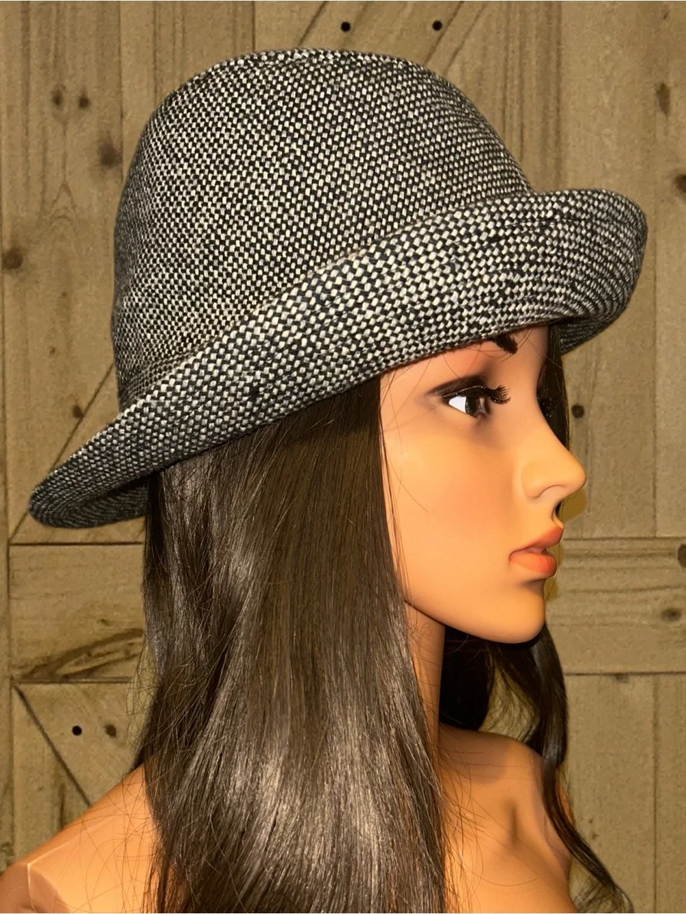 Woven Black and White Fedora Hat for Women